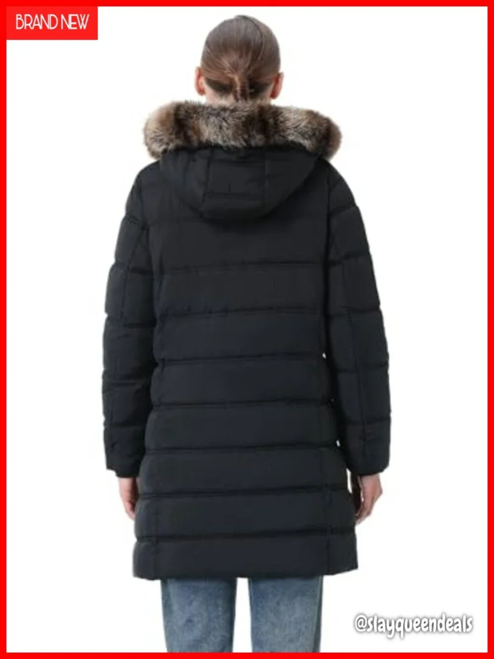 Women's Waterproof Long Puffer Jacket with Detachable Hood